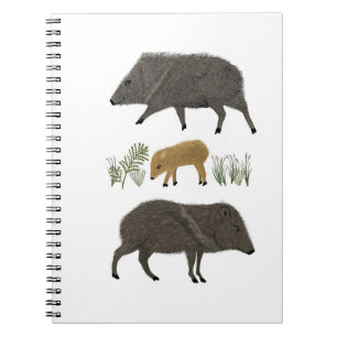 Portretwoestijndieren uit de familie Javelina Notitieboek
