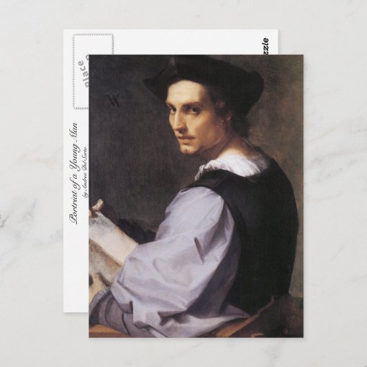 Portriat van een jong Man Briefkaart (Voorkant / Achterkant)