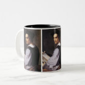 Portriat van een jong Man Tweekleurige Koffiemok (Voorkant links)