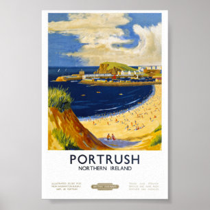 Portrush Ierland Gerenoveerde Vintage Reisposter Poster