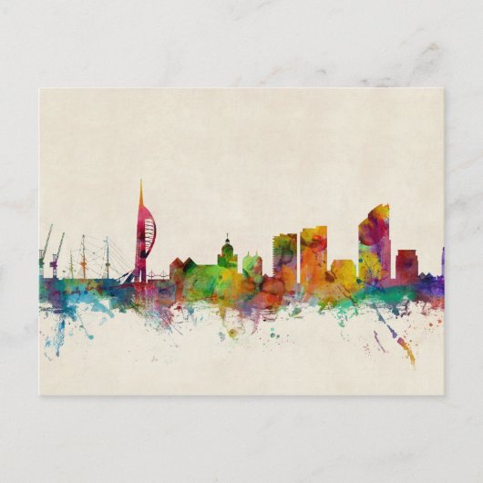 Portsmouth England Skyline Briefkaart (Voorkant)