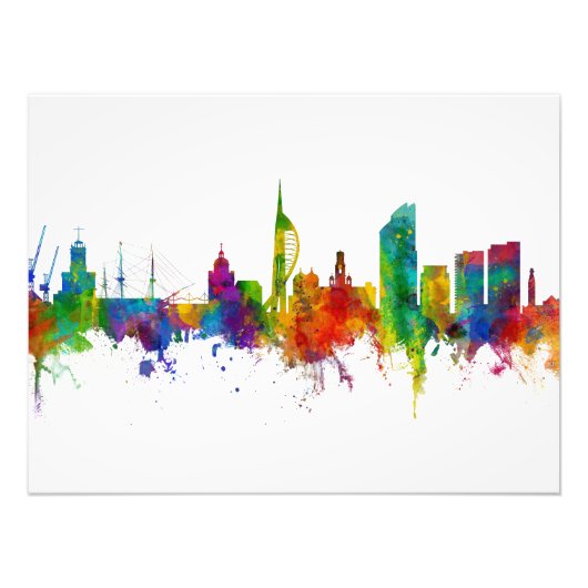 Portsmouth England Skyline Foto Afdruk (Voorkant)