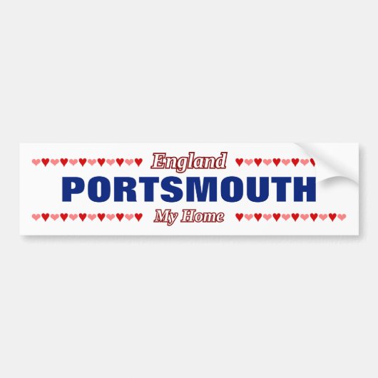 PORTSMOUTH - My Home - England; Red & Roze harten Bumpersticker (Voorkant)