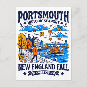 Portsmouth New England Herfst Historische Zeehaven Briefkaart