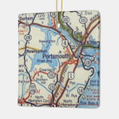 Portsmouth NH Map Keramisch Ornament (Links)