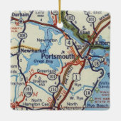 Portsmouth NH Map Keramisch Ornament (Achterkant)