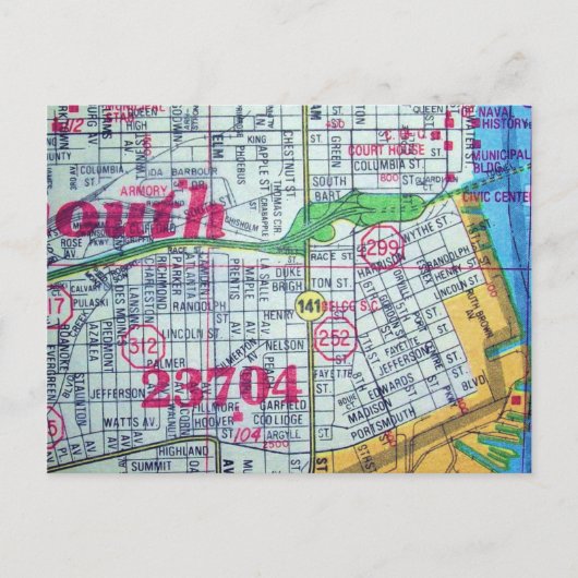 Portsmouth, VA  kaart (Voorkant)