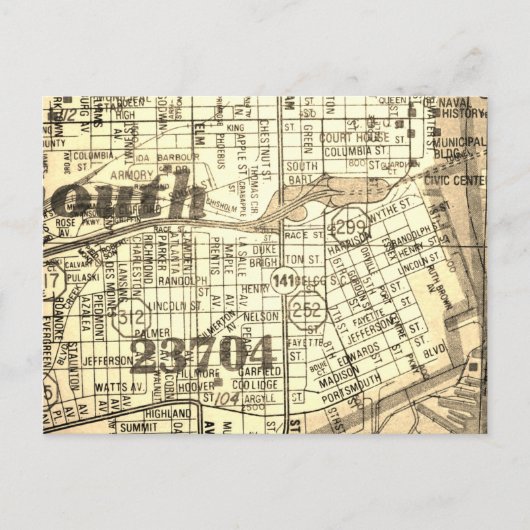 Portsmouth, VA  kaart (Voorkant)