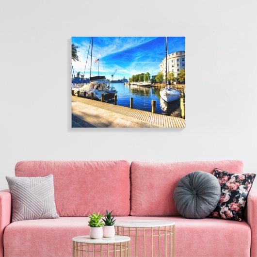 Portsmouth VA Riverfront Seaboard Building Canvas Afdruk (Insitu (Woonkamer))