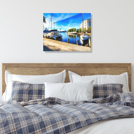Portsmouth VA Riverfront Seaboard Building Canvas Afdruk (Insitu (Slaapkamer))
