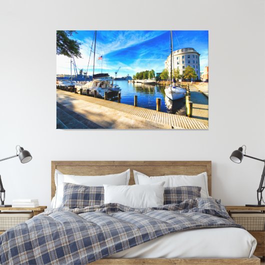 Portsmouth VA Riverfront Seaboard Building Canvas Afdruk (Insitu (Slaapkamer))