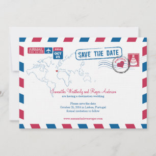 Portugal Air Mail Wedding Save the Date