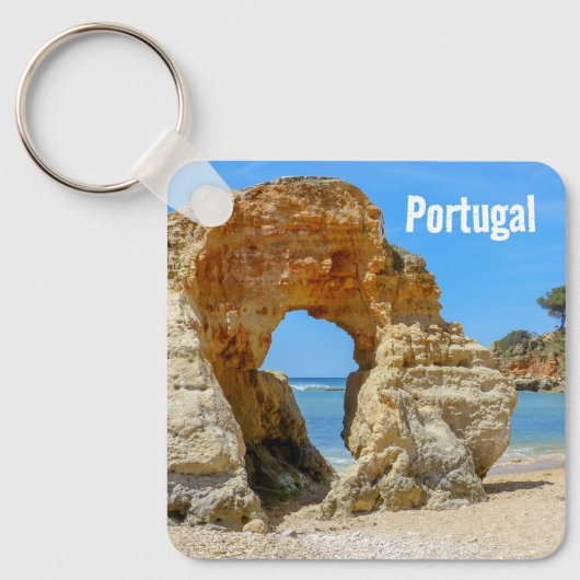 Portugal Algarve Beach en Rocks Souvenir Sleutelhanger (Voorkant)