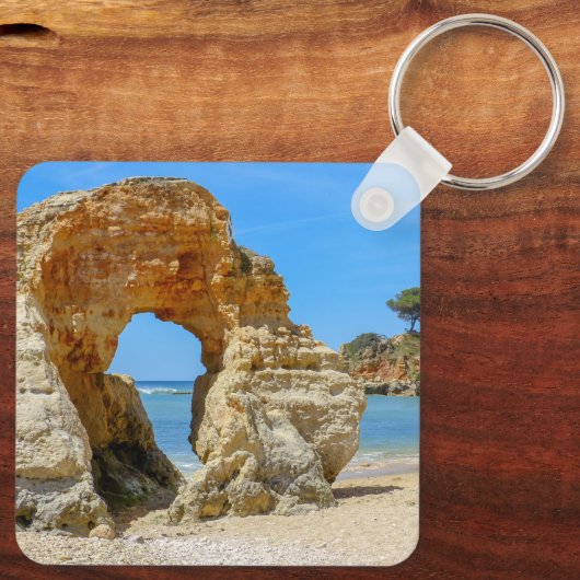 Portugal Algarve Beach en Rocks Souvenir Sleutelhanger (Achterkant)