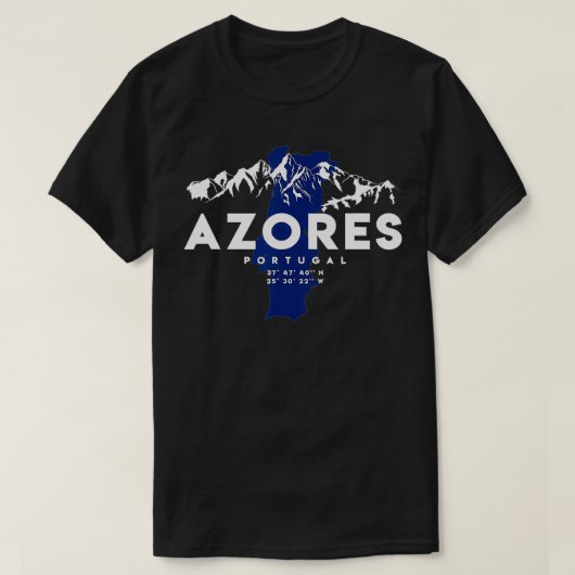 Portugal Azoren Kaart Coördinaat T-shirt (Design voorkant)