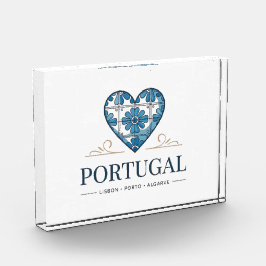 Portugal Azulejo Hart Acryl Foto Blok – Portu