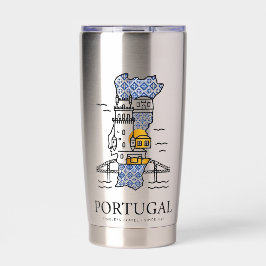 Portugal Azulejo Map Stainless Steel Travel Tumble Geïsoleerde Drinkbeker
