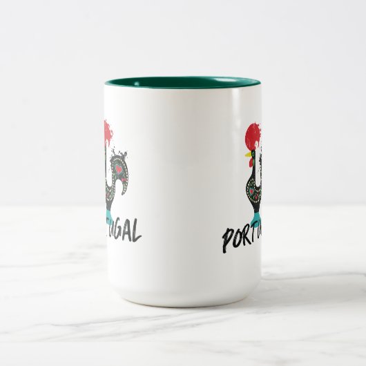 Portugal Barcelos rooster Tweekleurige Koffiemok (Center)