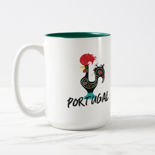 Portugal Barcelos rooster Tweekleurige Koffiemok (Links)