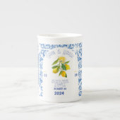 Portugal Bruiloft Mok | Blauwe Tegels en citroenen (Voorkant)