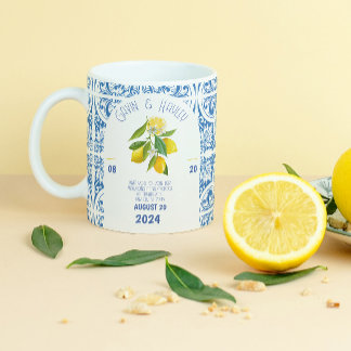 Portugal Bruiloft Mok | Blauwe Tegels en citroenen