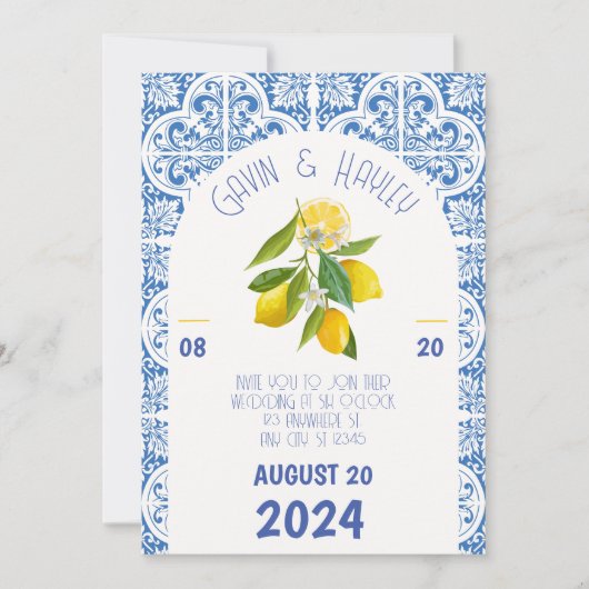 Portugal bruiloft uitnodiging | Blauwe Tegels (Voorkant)