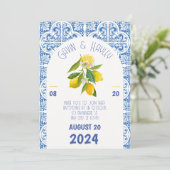 Portugal bruiloft uitnodiging | Blauwe Tegels (Staand voorkant)