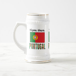 Portugal en Portugese vlag met jouw naam Bierpul