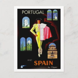 Portugal en Spanje, stierenvechter, vintage, reize Briefkaart