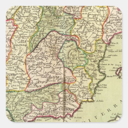 Portugal en Spanje Vierkante Sticker (Voorkant)