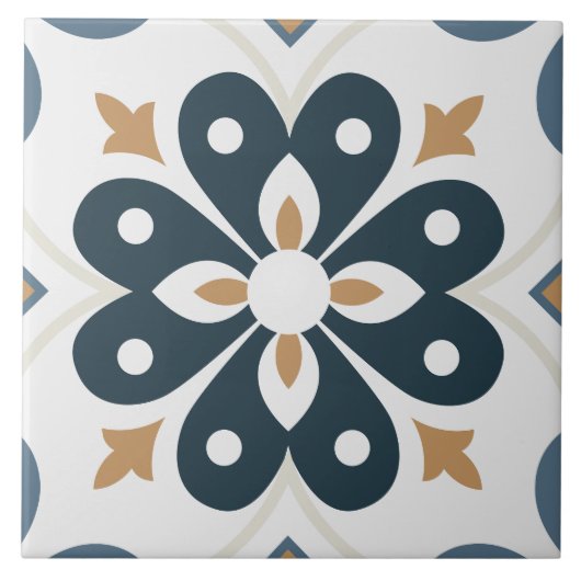 Portugal fijn kunstwerk sierblauw en wit tegeltje (Voorkant)