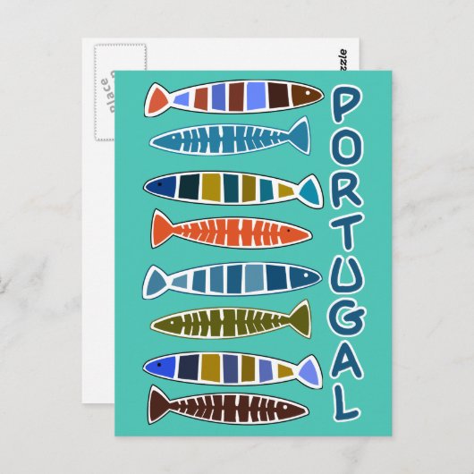 PORTUGAL Fish Pattern briefkaart (Voorkant / Achterkant)