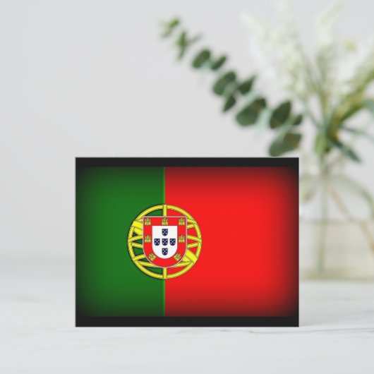 Portugal Flag Black Edge Briefkaart (Staand voorkant)