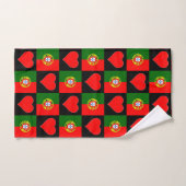 Portugal Flag en Heart Pattern Portugese Pride Handdoek (Handdoek)