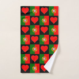 Portugal Flag en Heart Pattern Portugese Pride Handdoek