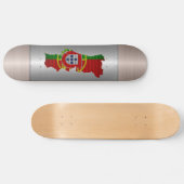 Portugal Flag en Kaart Stalen metalen gat Skateboard (Horizontaal)