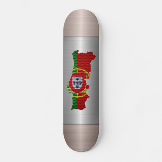 Portugal Flag en Kaart Stalen metalen gat Skateboard (Voorkant)