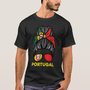Portugal Flag Hairbun Football Soccer Fan Women Gi T-shirt