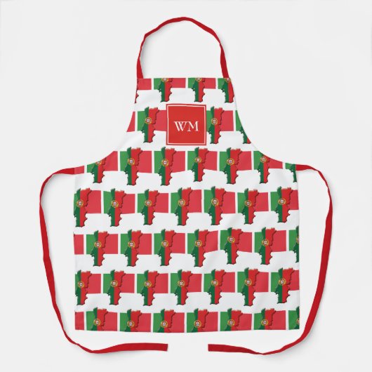 PORTUGAL FLAG MAP | Monogram | Portugees Schort (Voorkant)