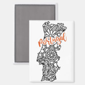 Portugal Floral Mandala Silhouette Magneet (Voorkant / Achterkant)