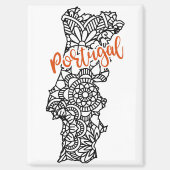 Portugal Floral Mandala Silhouette Magneet (Voorkant)
