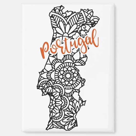 Portugal Floral Mandala Silhouette Magneet (Voorkant)