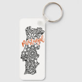 Portugal Floral Mandala Silhouette Sleutelhanger (Achterkant)