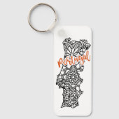 Portugal Floral Mandala Silhouette Sleutelhanger (Voorkant)