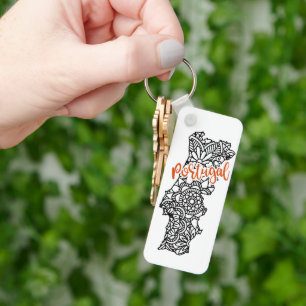 Portugal Floral Mandala Silhouette Sleutelhanger