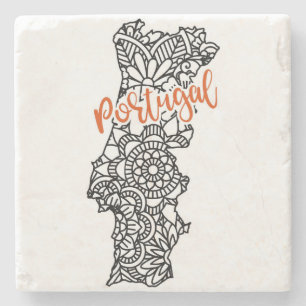 Portugal Floral Mandala Silhouette Stenen Onderzetter
