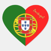 Portugal Hartsticker, Patriottische Portugese Vlag Hart Sticker (Voorkant)