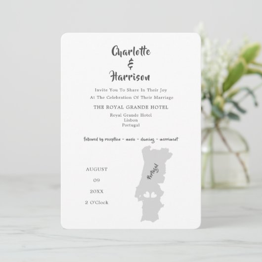 Portugal Huwelijksbestemming Fotouitnodiging Kaart (Staand voorkant)