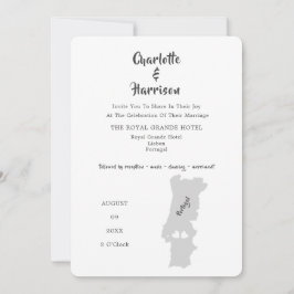 Portugal Huwelijksbestemming Fotouitnodiging Kaart