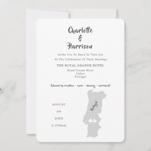 Portugal Huwelijksbestemming Fotouitnodiging Kaart (Voorkant)